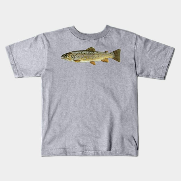 Brown Trout Kids T-Shirt by  The best hard hat stickers 